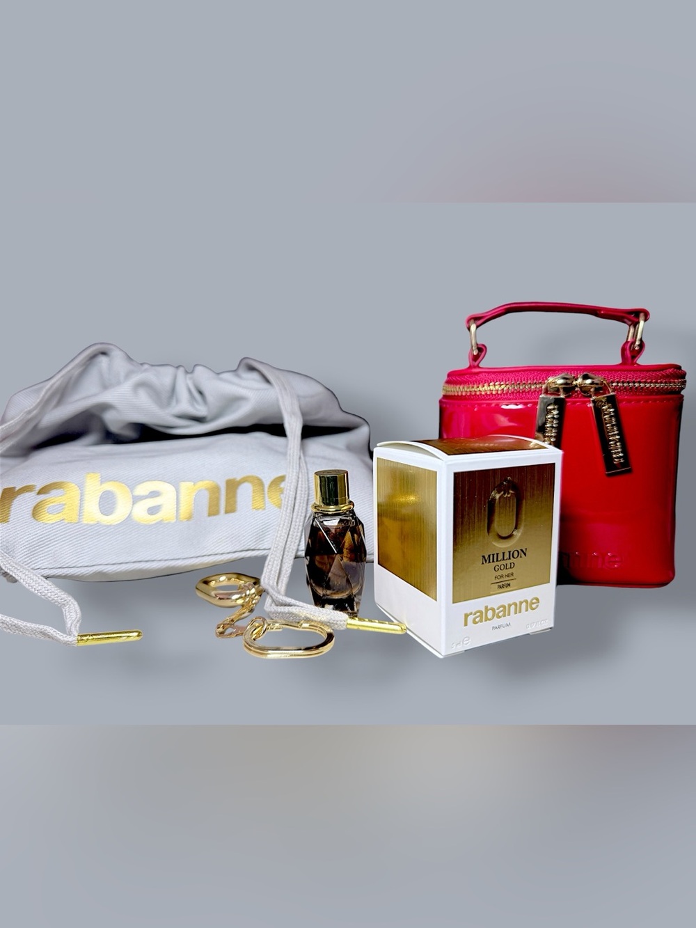 Rabanne Red Vanity Bag + Million Gold for Her Mini & Accessories